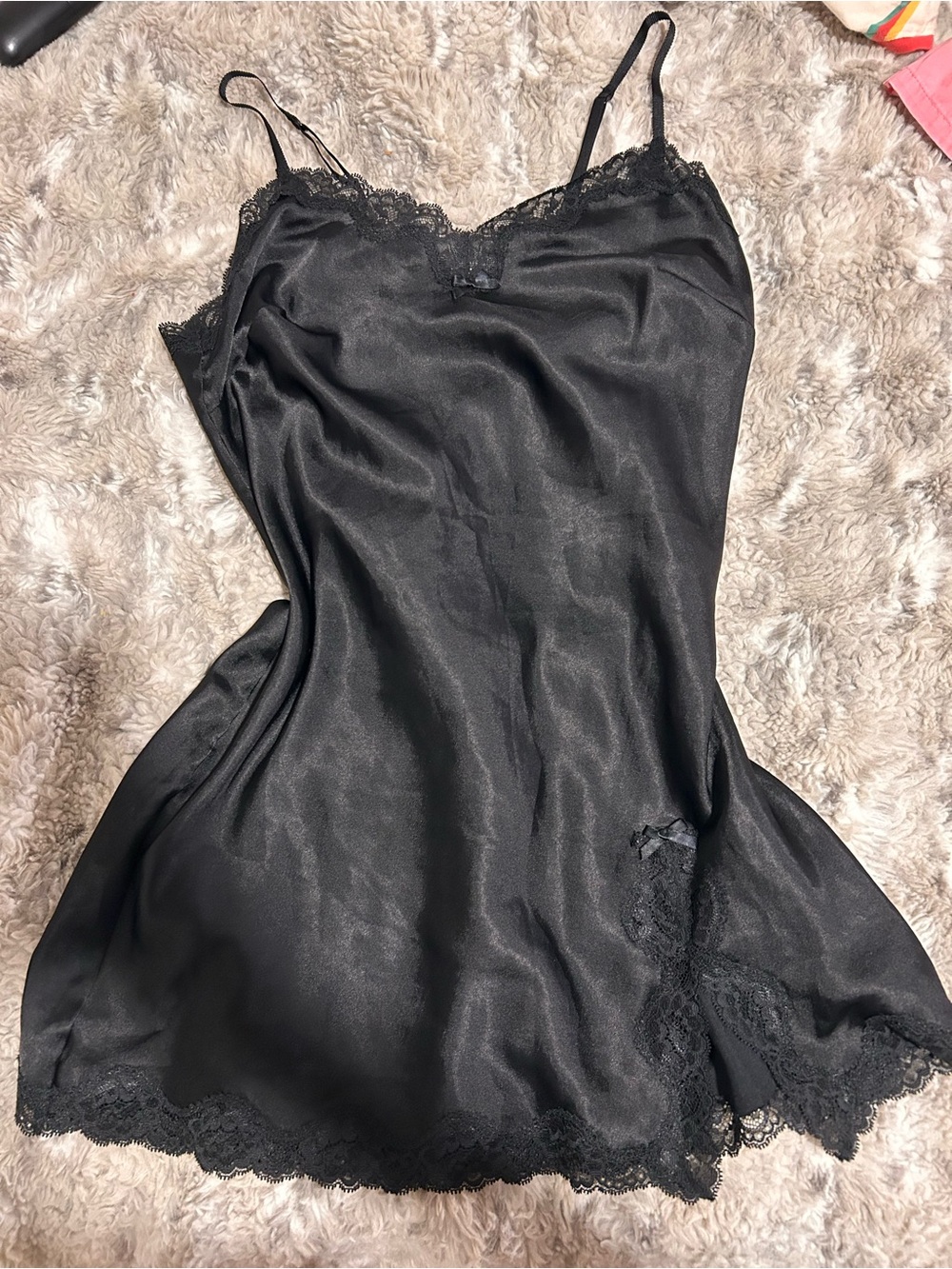 Black Lace Trim Satin Victoria’s secret Women's Intimates